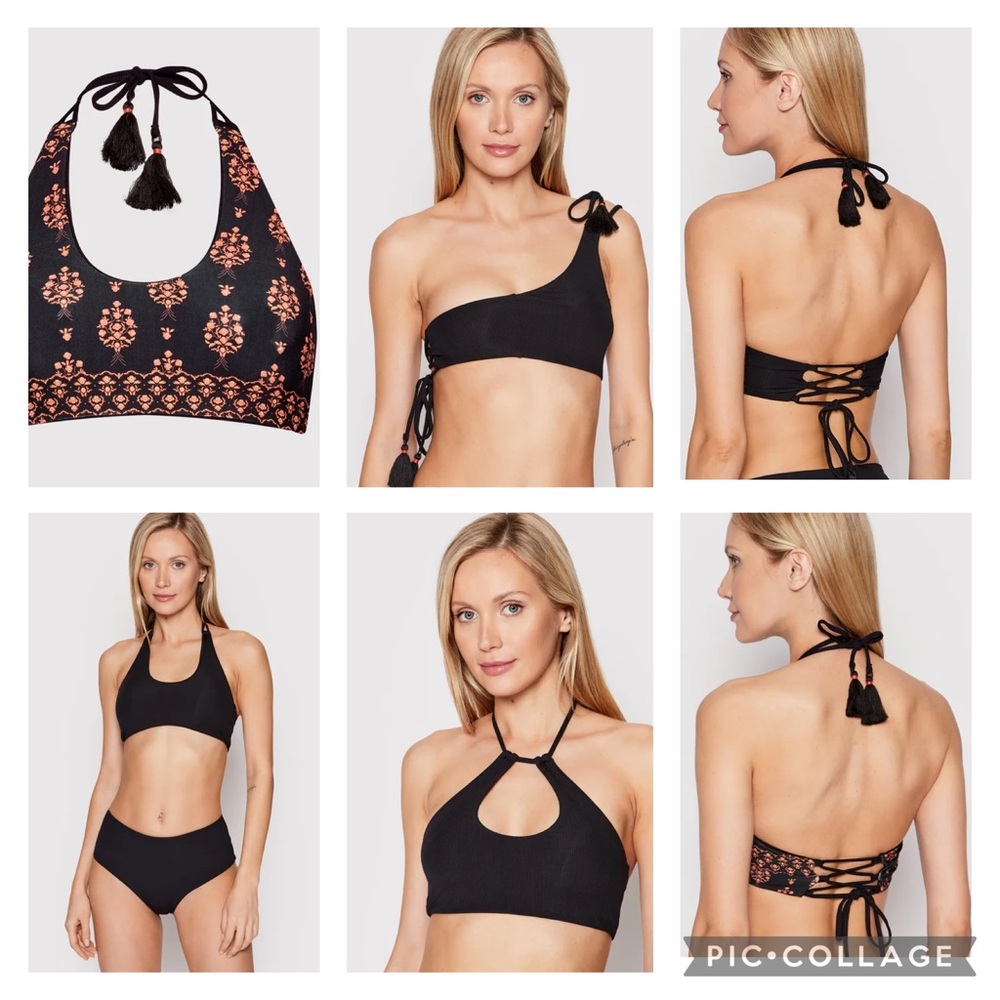 NEW Maaji reversible halter swim bikini top black ribbed XL